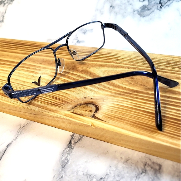 Made in USA Rx'able eyeglass frame BLUE glasses metal full rim men NEW 54-16-135 - Picture 4 of 5